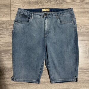 Hybrid & Company Womens Bermuda Sz 18 Blue Denim Shorts High Rise Stretch Curvy